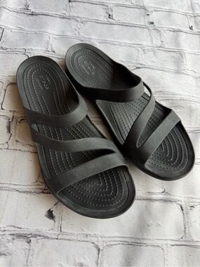 Crocs Swiftwater Women's Sandal Black Strappy Slide 8 Comfort Casual Shoes